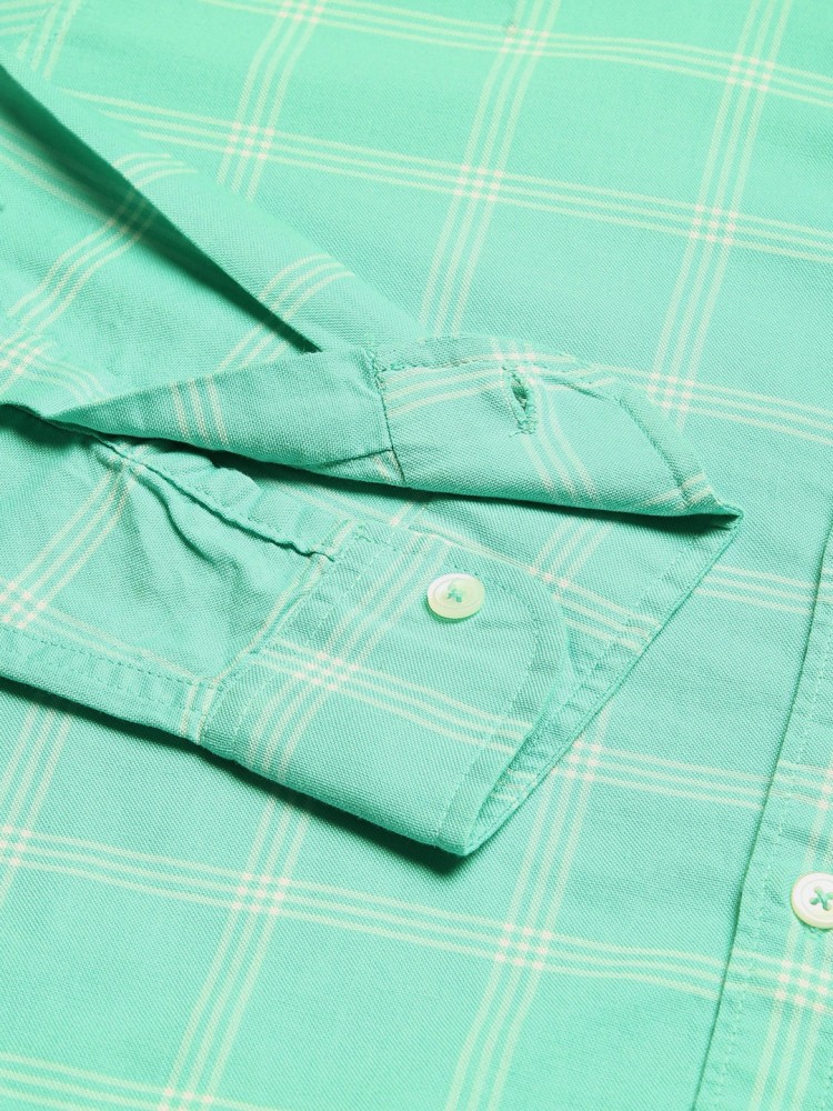 Dennis Lingo Men Checkered Casual Green Shirt - Buy Dennis Lingo