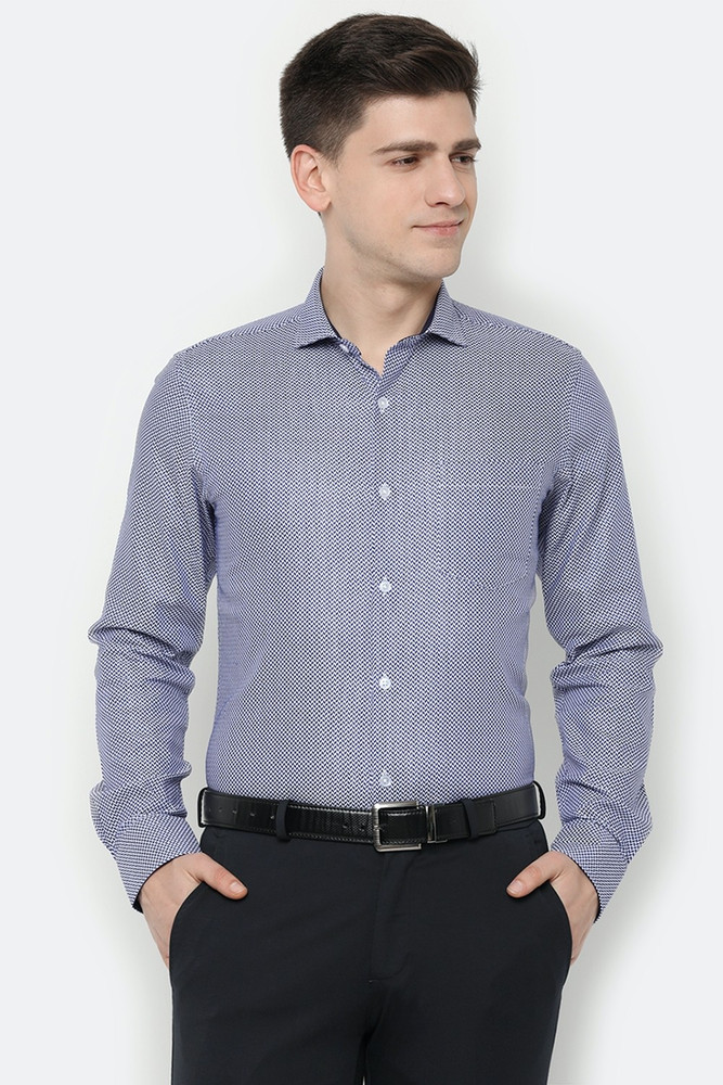 Allen Solly Men Printed Formal Blue 