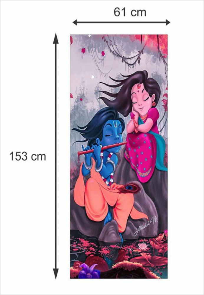 KUKU HOME DECOR 60 cm HD-cute-radha-krishna-cartoon fridge door sticker  Self Adhesive Sticker Price in India - Buy KUKU HOME DECOR 60 cm HD-cute- radha-krishna-cartoon fridge door sticker Self Adhesive Sticker online at  