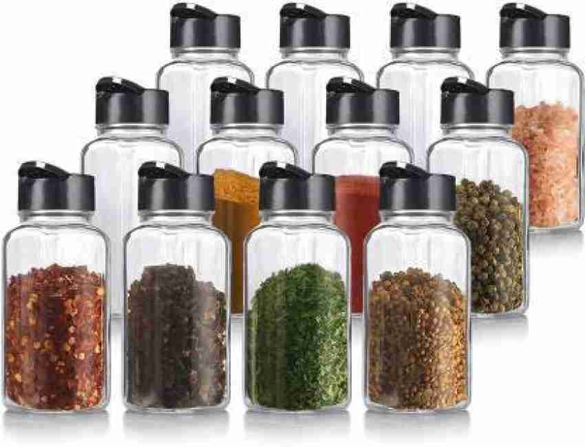 French Square Spice Jars, Spice Shaker/Pourer with Lid, 8oz, (4 Pack)