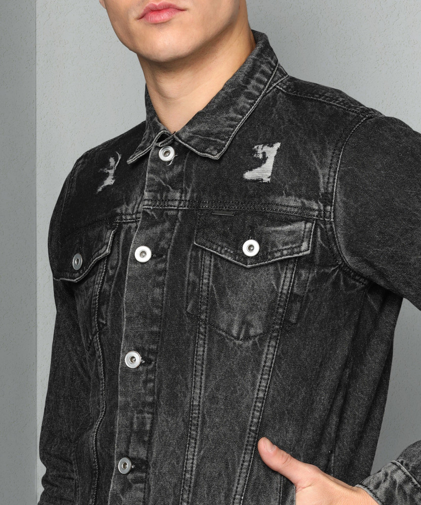 Sleeve Washed Men Denim Jacket 