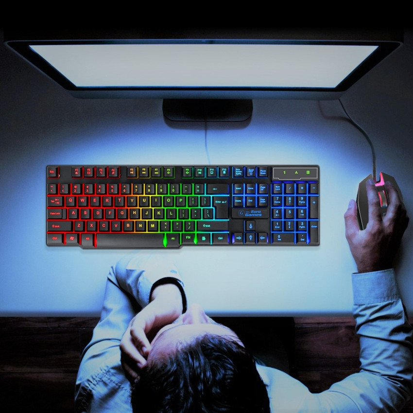 RPM Euro Games Gaming Keyboard With Semi-Mechanical Keys, RGB Backlit