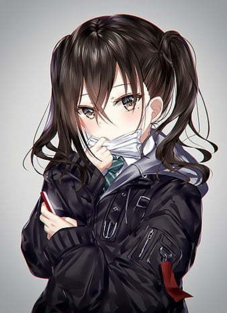 Schoolgirl with long black hair Animestyle  Stock Illustration  99943682  PIXTA