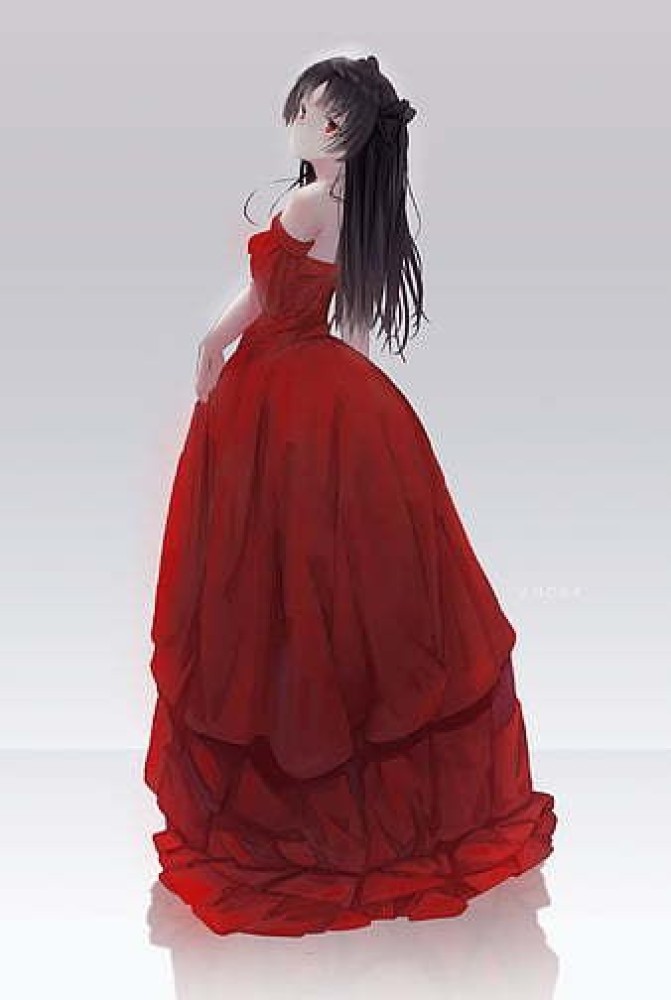 Fate Series Anime Girls Tohsaka Rin Anime Red Dress Red Eyes Long Hair Bare  Shoulders Matte Finish Poster Paper Print  Animation  Cartoons posters in  India  Buy art film design