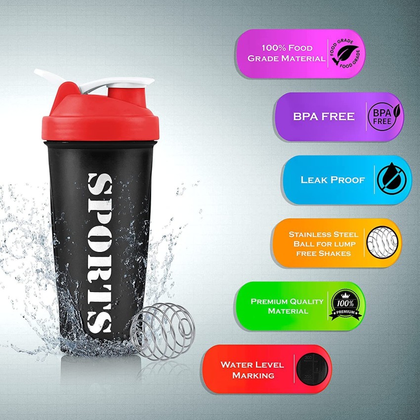 Leak-proof Protein Powder Sports Shaker Bottle With Ball, 600ml Fitness  Food-grade Mixing Cup For Milkshakes And Fitness Drinks