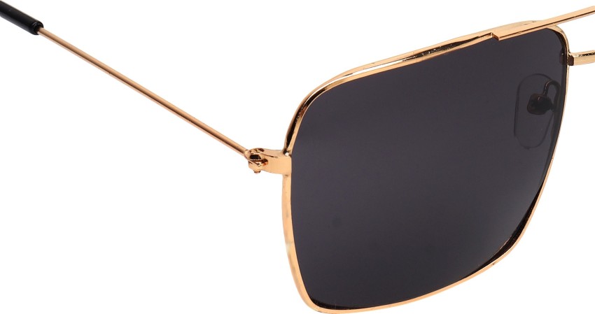 Women's Black Square Frame Slimline Sunglasses