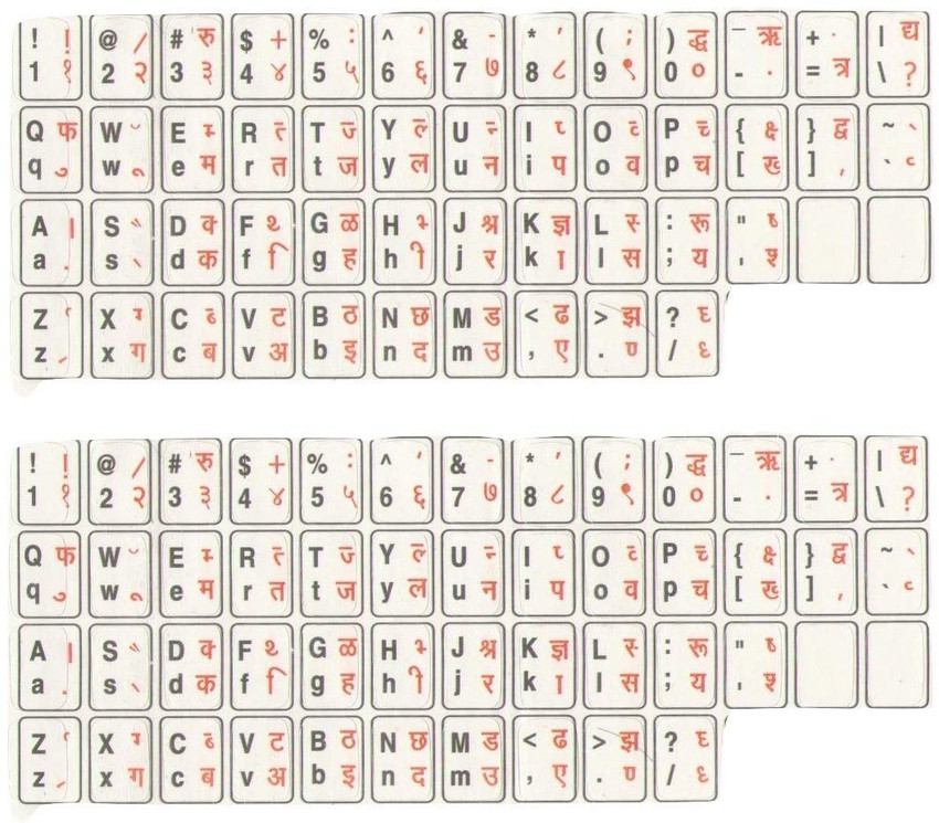 Hindi Typewriter Keys
