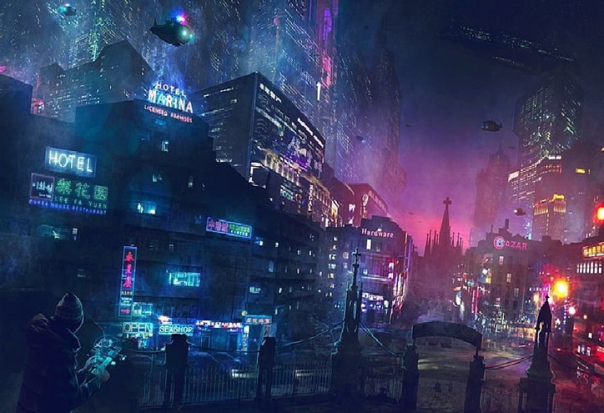 Cyberpunk backgrounds collection