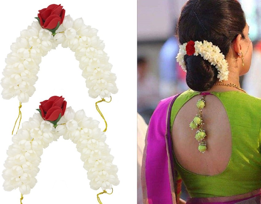 Artificial Bridal Purple Rose Petal Flower Veni Gajra Hair Juda For Women  Floral Hair Bun Accessories