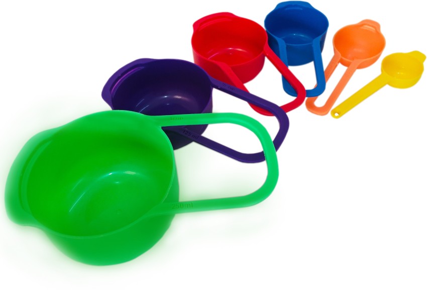 6 Piece Plastic Measuring Cup Set, Multi-Colored