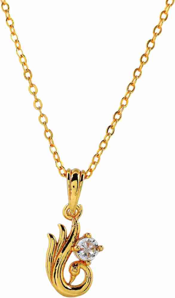 PYR Fashion Stylish Partywear Gold Locket Pendant Necklace Chain