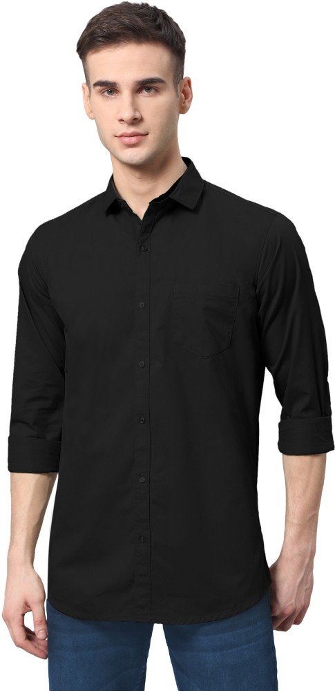 VEDUU Men Solid Formal Black Shirt - Flipkart