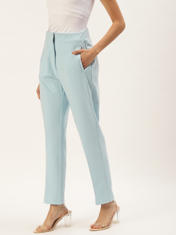 Missguided belted tailored cigarette trousers in blue  ASOS
