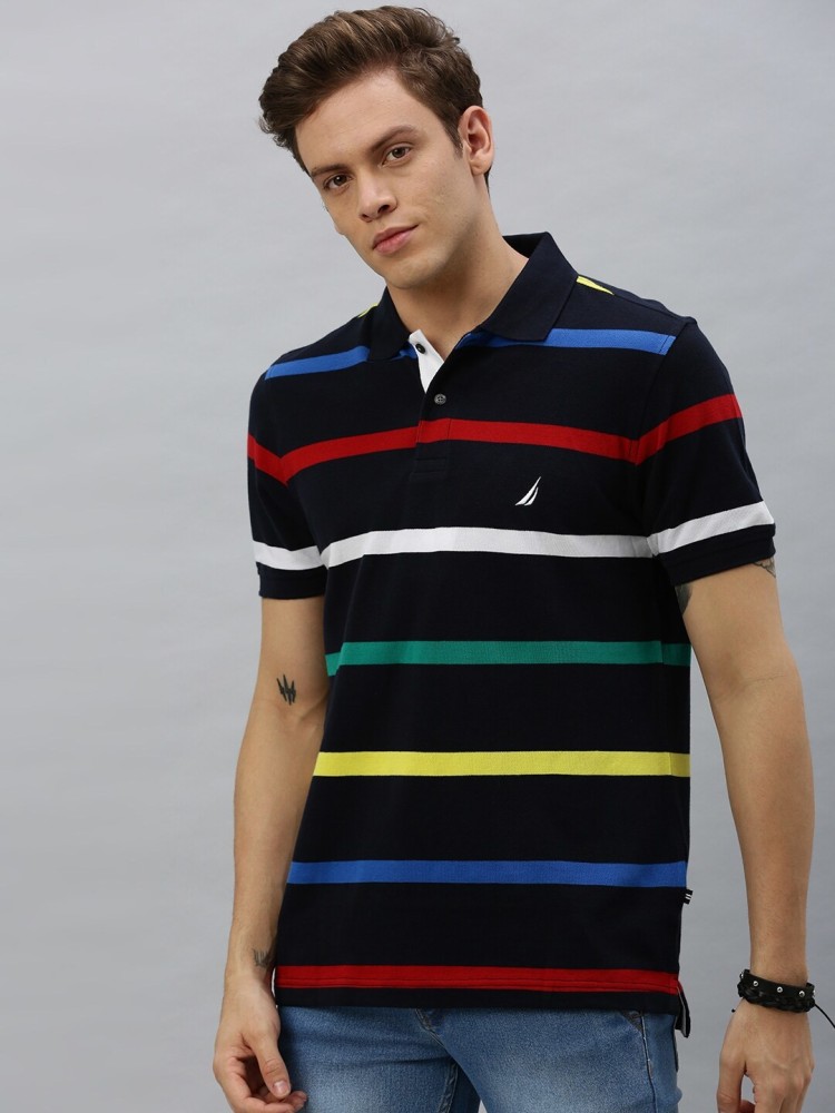 betale sig præambel bomuld NAUTICA Striped Men Polo Neck Dark Blue T-Shirt - Buy NAUTICA Striped Men  Polo Neck Dark Blue T-Shirt Online at Best Prices in India | Flipkart.com