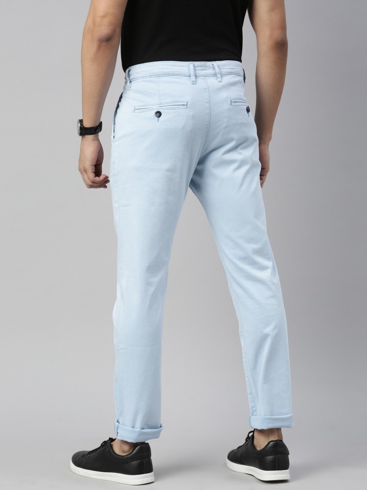 TAHVO Light Blue Slim Fit Trousers