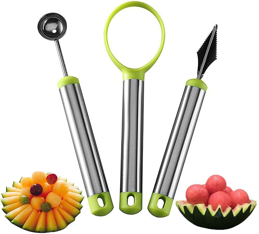 Melon Baller Scoop Set, Melon Corer Peeler, 3 in 1 Stainless Steel