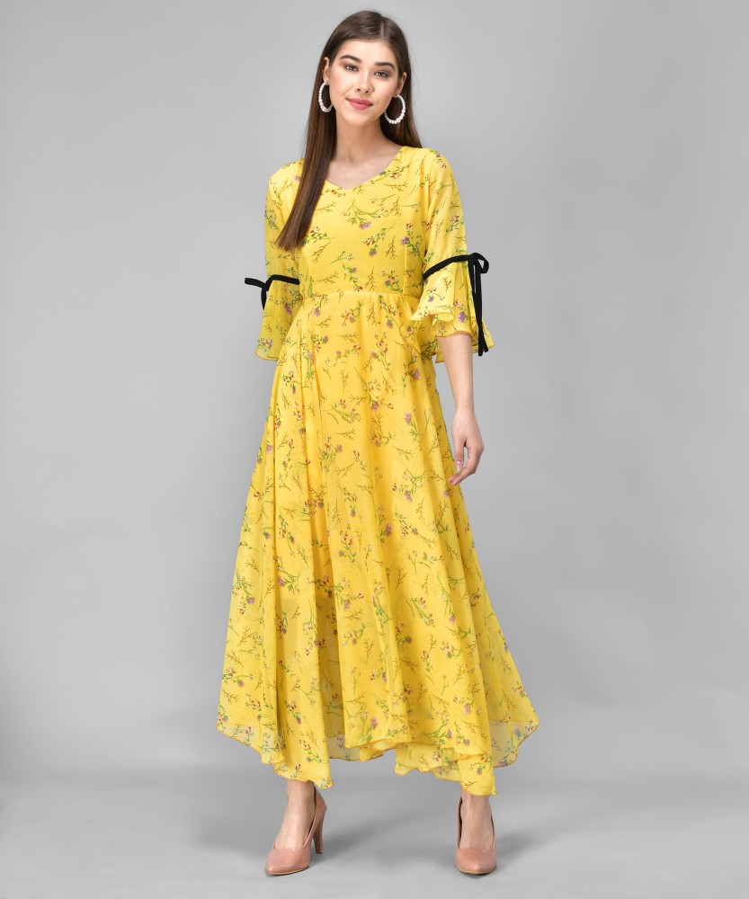 Raabta Fashion Women Maxi Yellow Dress - Buy Raabta Fashion Women ...