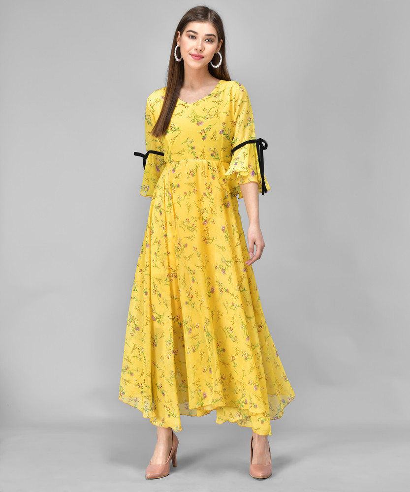 Raabta Fashion Women Maxi Yellow Dress - Buy Raabta Fashion Women ...