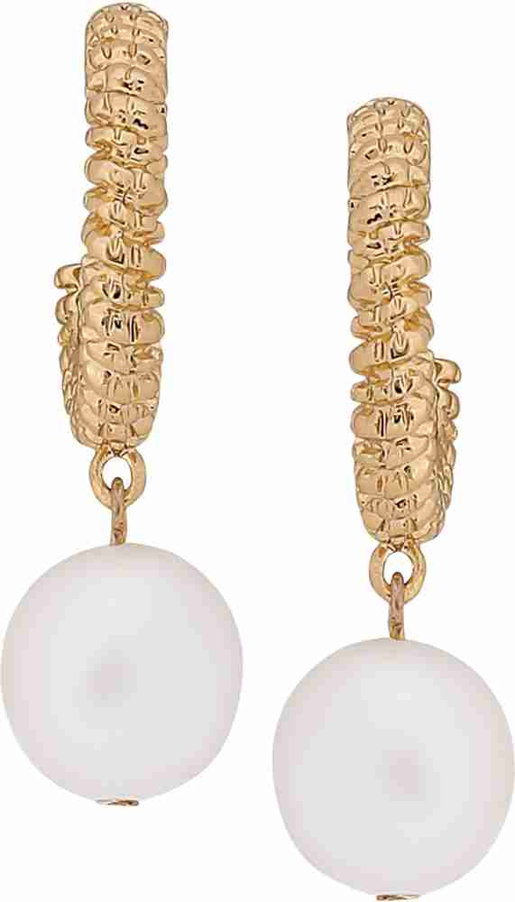 Gold, Cultured Pearl and Charm Hoop Earrings