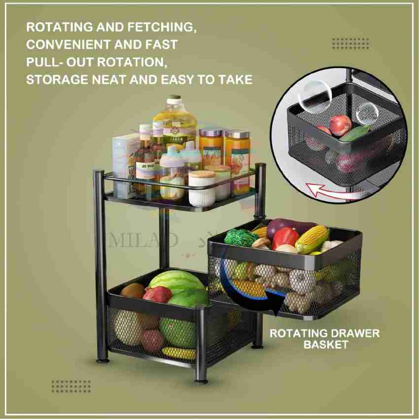 Rotating Storage Rack Multi Layer Kitchen Storage Shelf, Fruit and  Vegetable Storage Basket, Round Removable Metal Basket Kitchen Storage  Shelf Rack