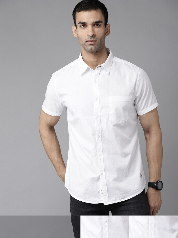 Roadster Men Solid Casual White Shirt 