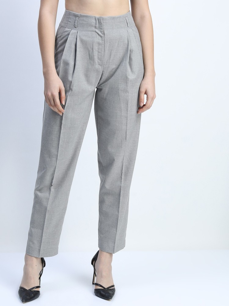 Buy Women Grey Velour High Waist Flared Trousers  Party Wear Online India   FabAlley