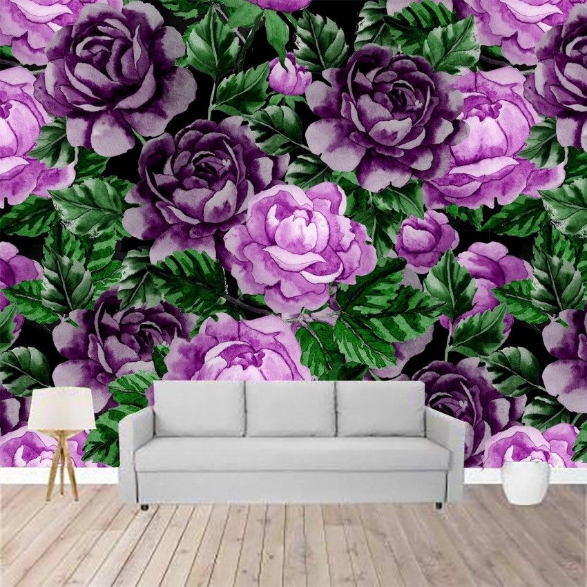 Pink flowers on green branches Nature Wallpaper  TenStickers