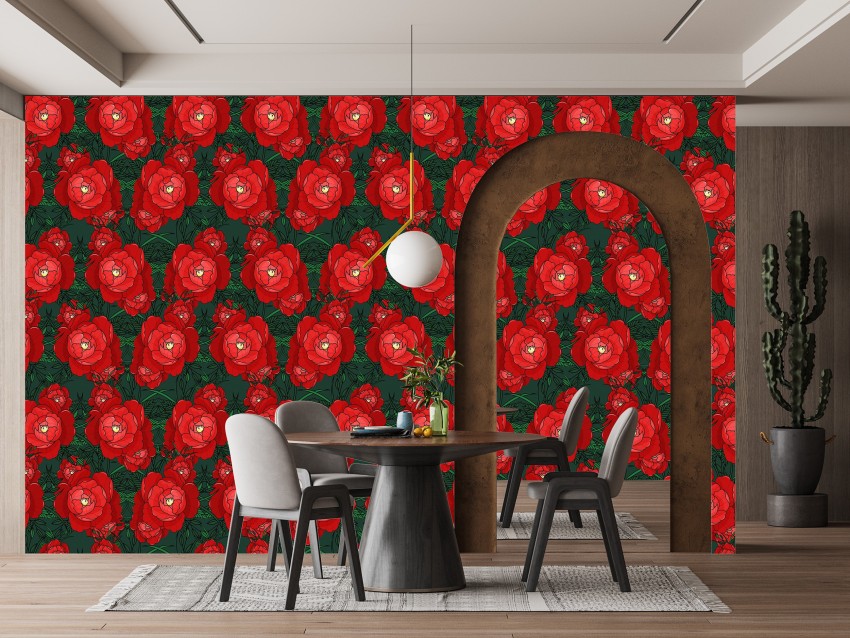 Dark Peonies Background Large Floral Mural Wallpaper For Walls