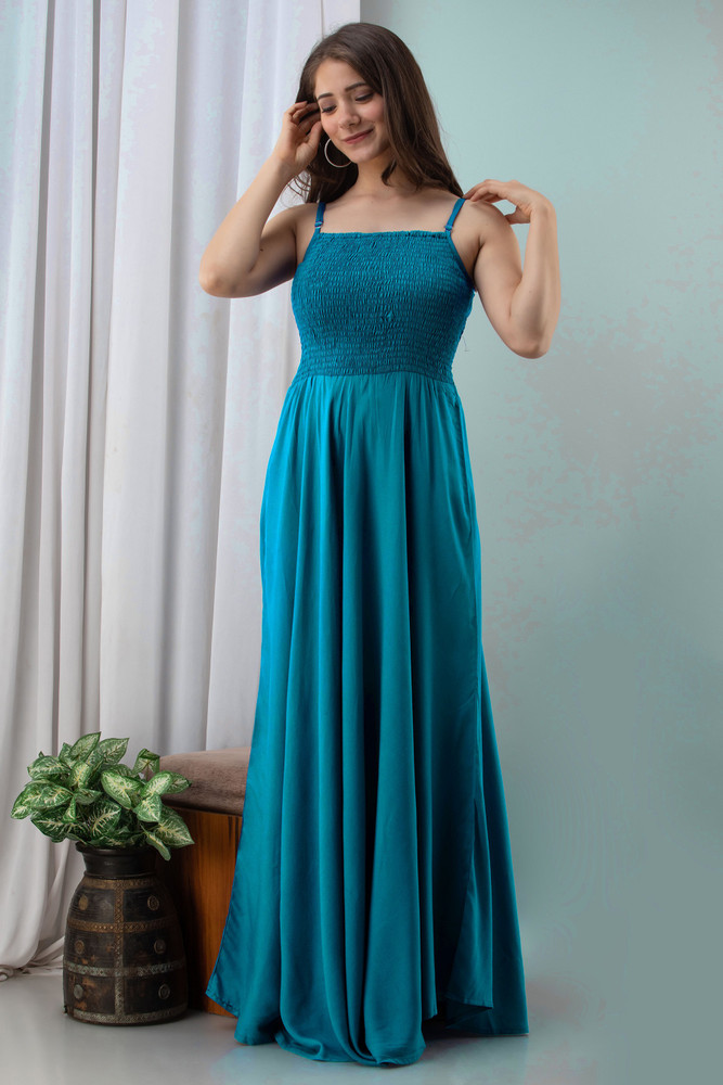 Women Asymmetric Light Blue Dress 