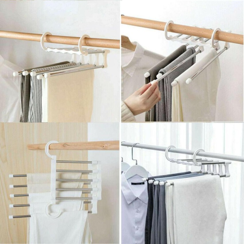 CROSSLINE 5 in 1 Foldable Hangers for Clothes Hanging Multi-Layer Multi  Purpose Pant Plastic Dress Hanger For Dress Price in India - Buy CROSSLINE  5 in 1 Foldable Hangers for Clothes Hanging