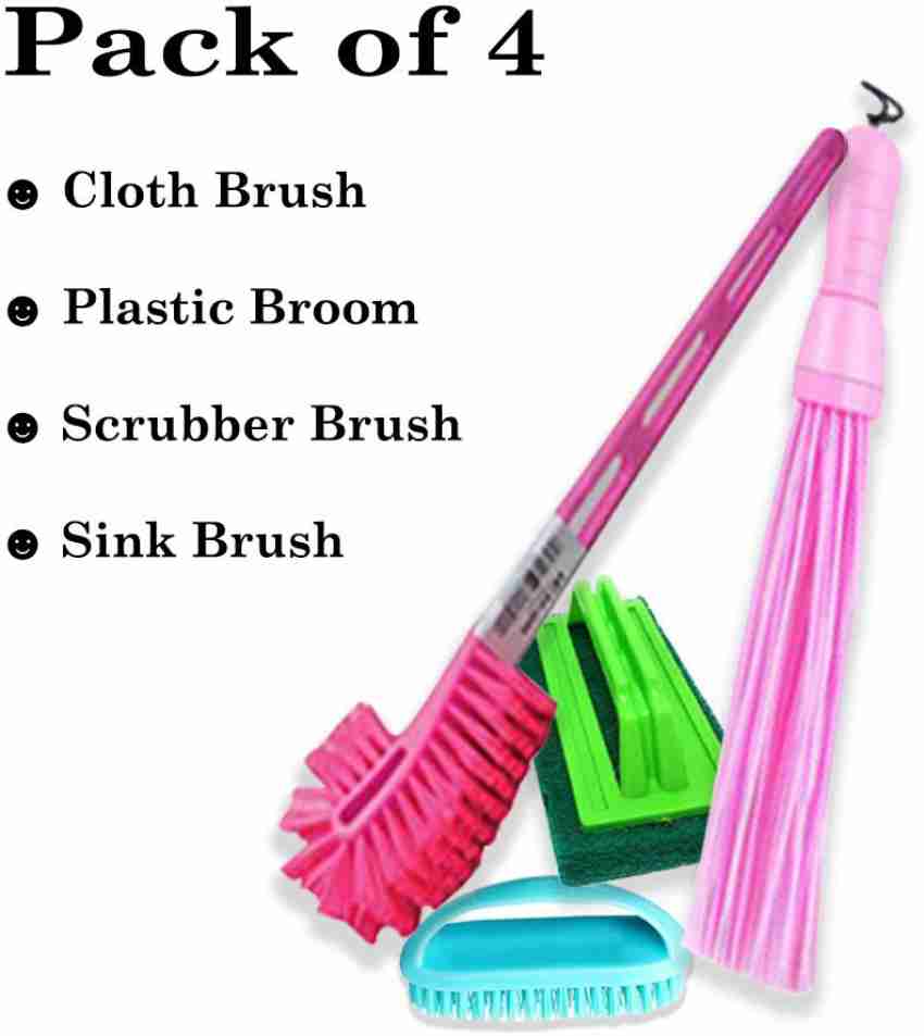 Mohprit Plastic Broom Toilet Brush and Bathroom Scrubber Brush