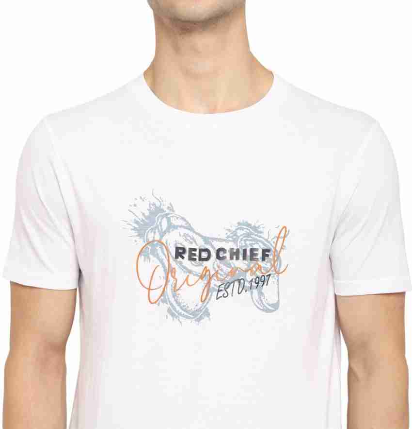 Red Chief White Printed T-Shirt