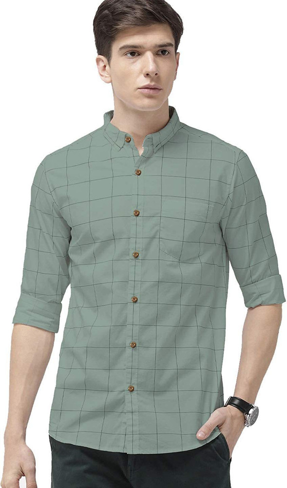 Men Checkered Casual Grey Shirt 