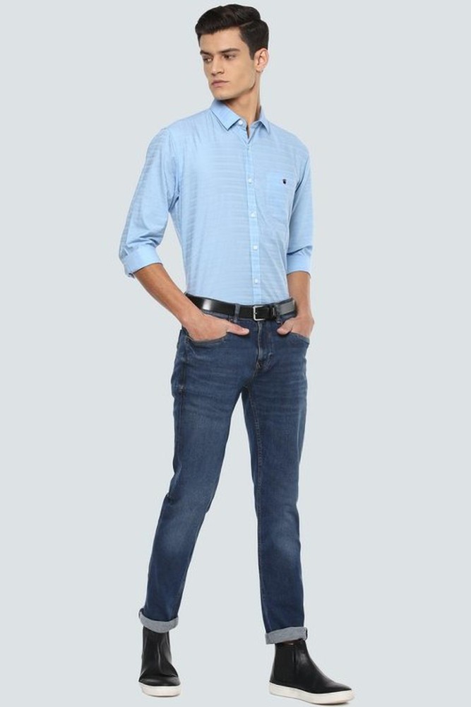 Louis Philippe Sport Men Blue Super Slim Fit Solid Casual Shirt