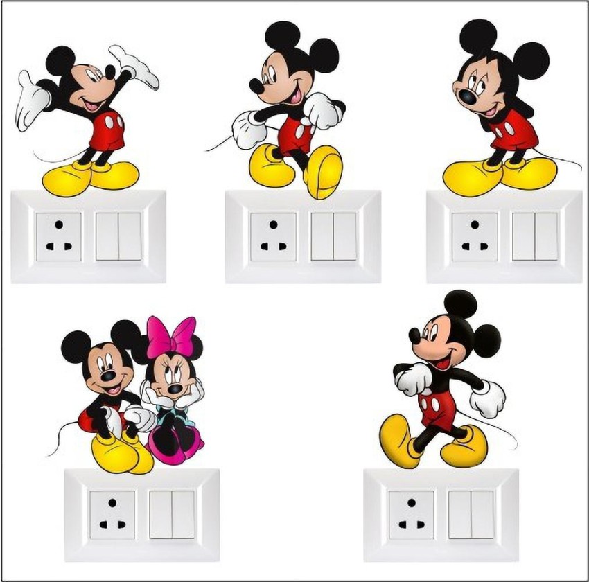 Smart Wall Guru Cute mickey mouse cartoon multicolor decorative switch  penal/board(Set of-5) 30 cm Self Adhesive Sticker Price in India - Buy  Smart Wall Guru Cute mickey mouse cartoon multicolor decorative switch