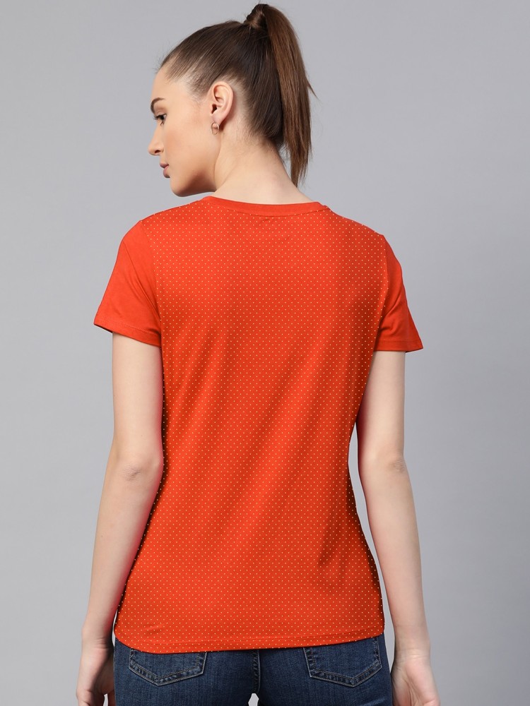 SNEAK PEAK Printed Women Round Neck Orange T-Shirt - Buy SNEAK PEAK Printed  Women Round Neck Orange T-Shirt Online at Best Prices in India | Shopsy.in