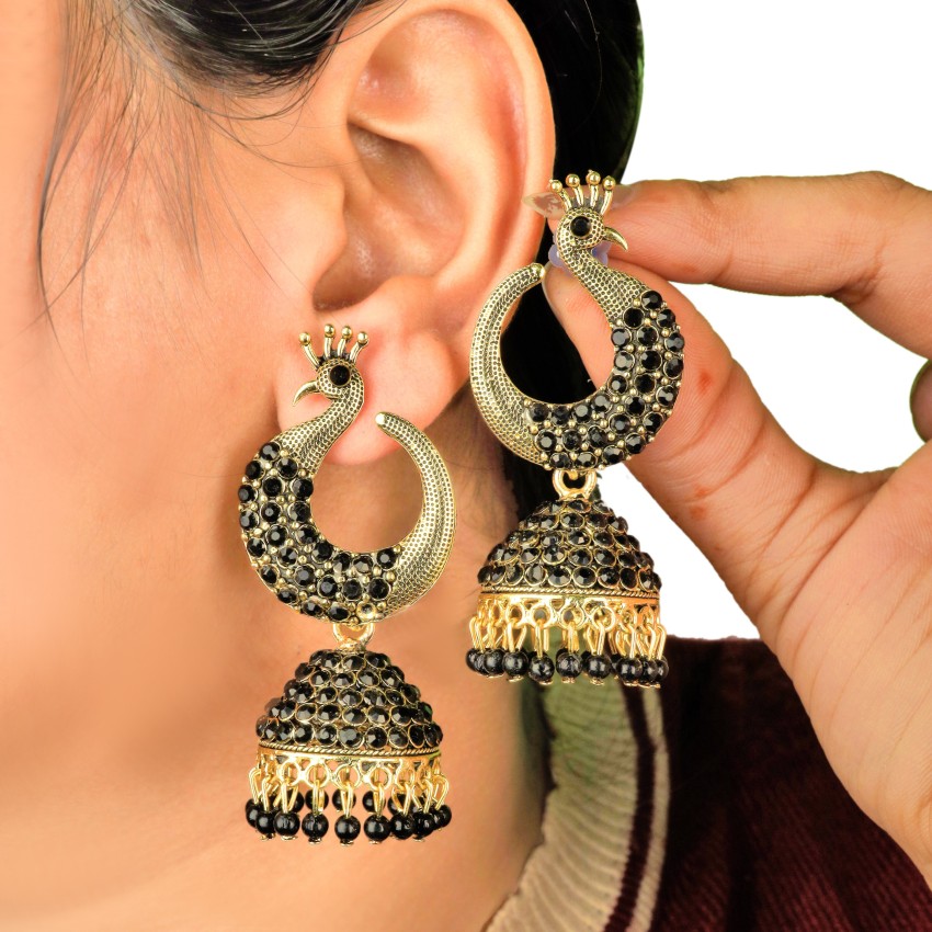 Buy GoldToned  Black Earrings for Women by Shining Diva Online  Ajiocom
