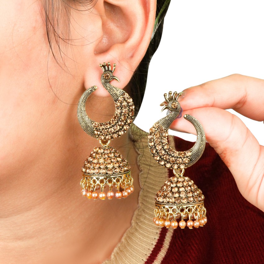Latest traditional punjabi tika set with chandbali Earrings in golden colour   Chandbali earrings Traditional jewelry Chandbali