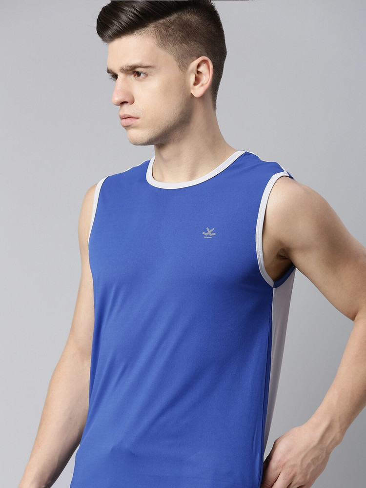 WROGN ACTIVE Solid Men Round Neck Blue 