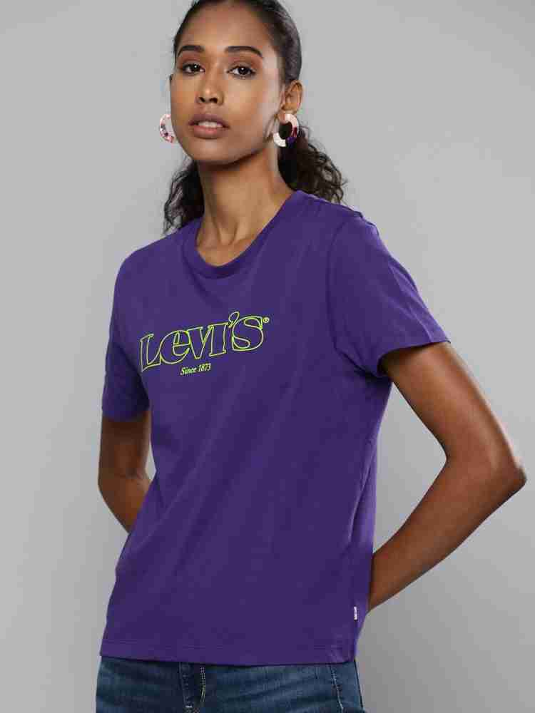 LEVI'S Printed Women Round Neck Purple T-Shirt - Buy LEVI'S Printed Women  Round Neck Purple T-Shirt Online at Best Prices in India 