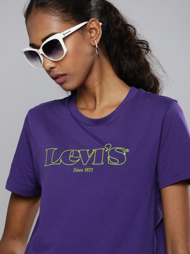 LEVI'S Printed Women Round Neck Purple T-Shirt - Buy LEVI'S Printed Women  Round Neck Purple T-Shirt Online at Best Prices in India 