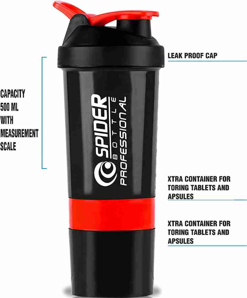 Spider Gym Shaker Bottle (Red) Ideal For Protein, Pre Workout And BCAAs &  Water