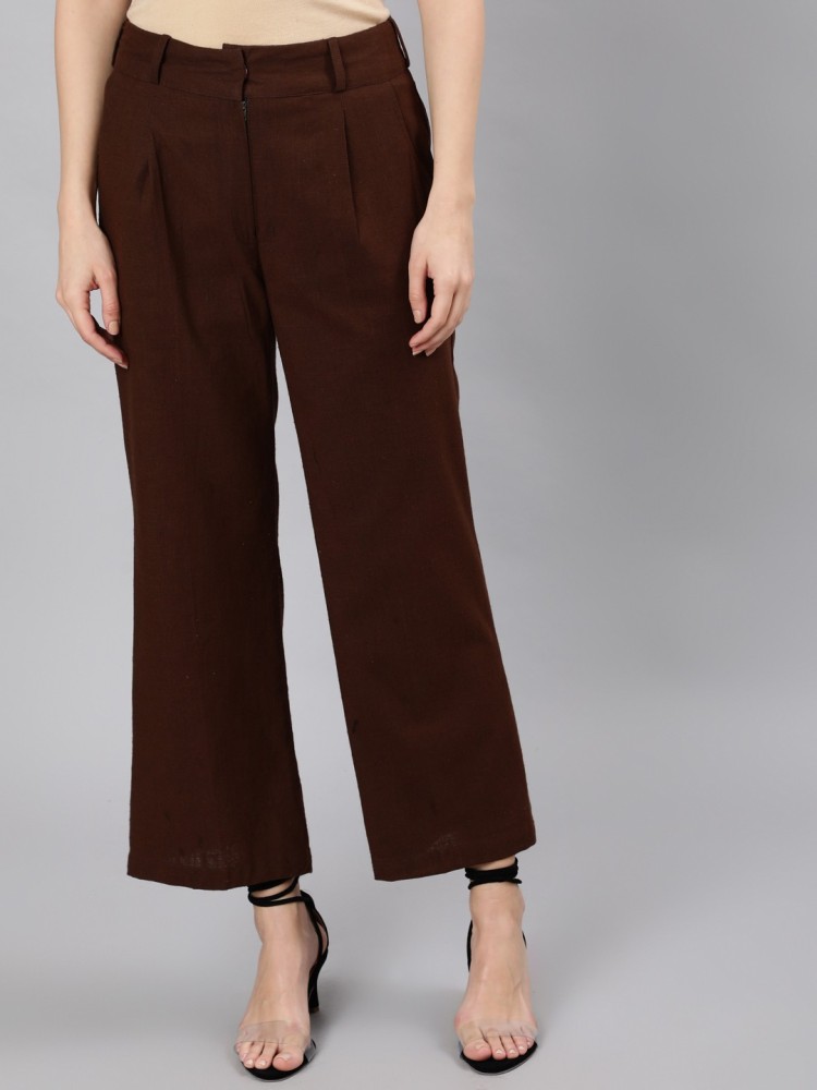 Allen Solly Trousers and Pants  Buy Allen Solly Women Khaki Regular Fit  Solid Business Casual Trousers Online  Nykaa Fashion