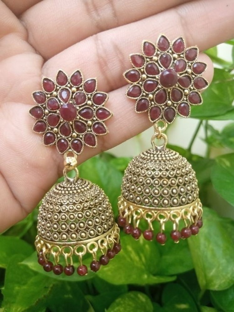 Big Yellow Traditional Jhumka Earrings for Girls  FashionCrabcom