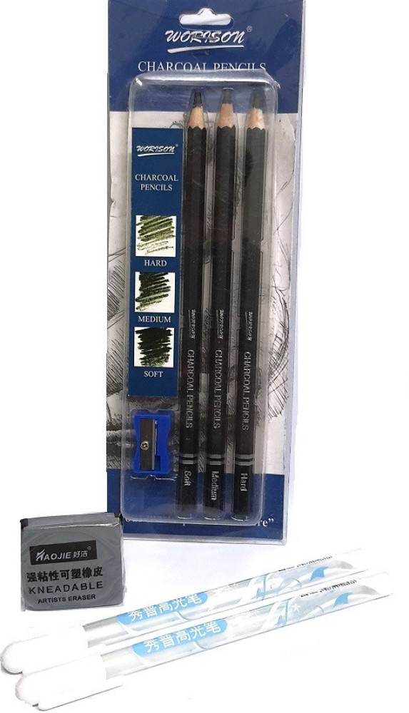 SHOPUNKLE ARTLINE DRAWING PENCIL SET WITH CAMLIN BLACK CHARCOAL