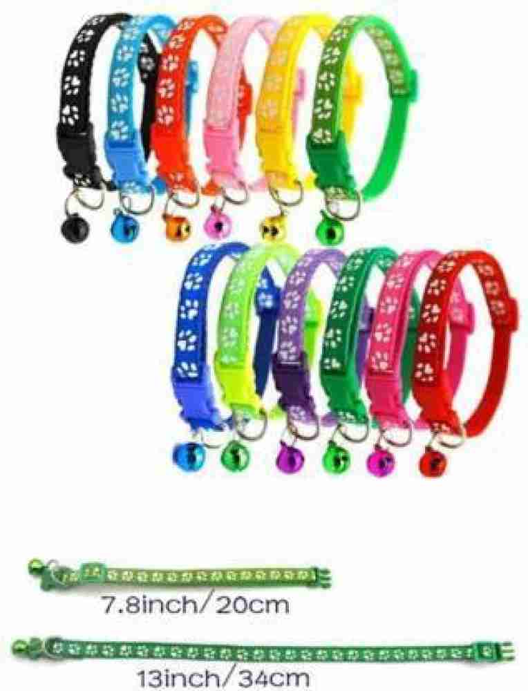 Litvibes Cat collars Set of 3 with bell,Kitten and small dogs soft  adjustable collar safe,solid and protection breakaway for cats and  puppies,cute kitty neckband with Paw print- (Pink,Black,Light Green) Cat  Everyday Collar