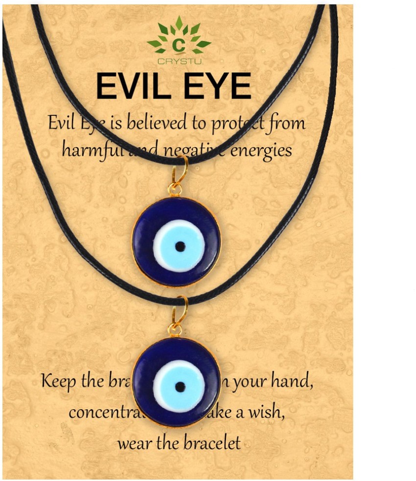 REIKI CRYSTAL PRODUCTS Blue Turkish Evil Eye Black Thread Pendant