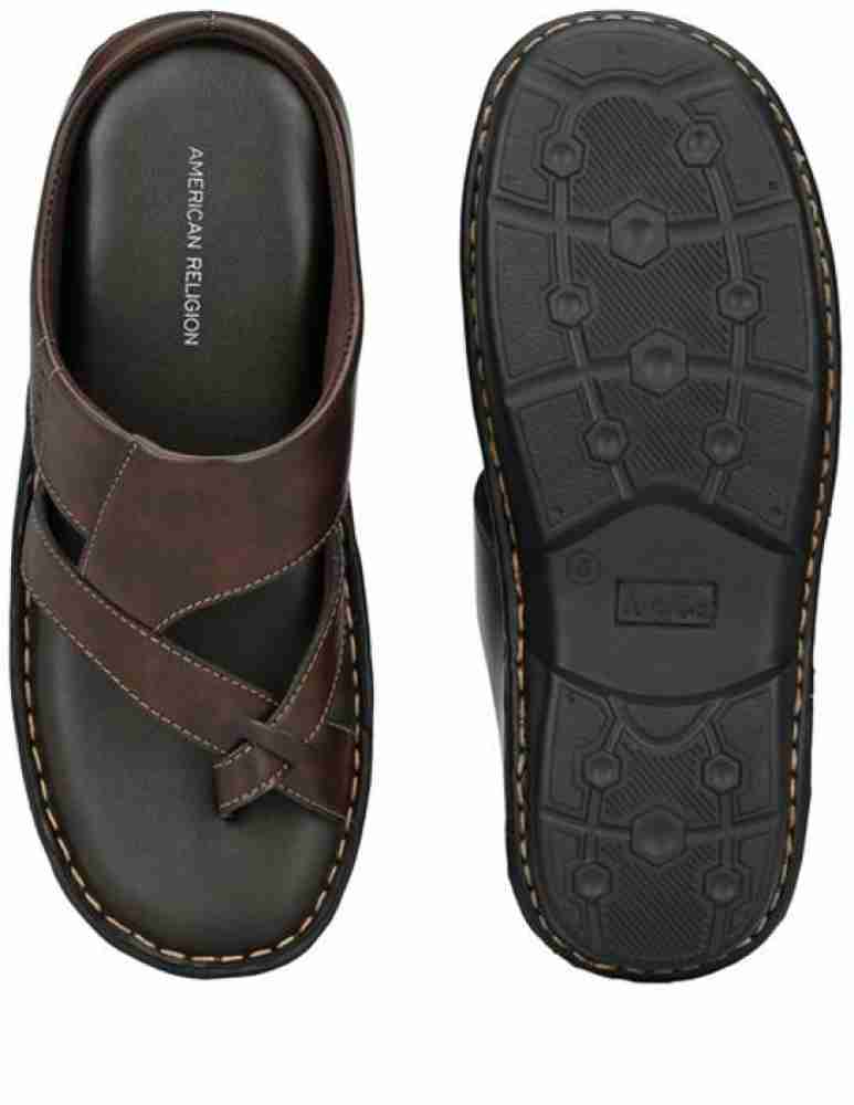 American Religion Trendy Men's Sandals for Daily use Cushioned Foot bed  Genuine Leather PU Sole Thong Brown Sandals Size 7 : : Fashion