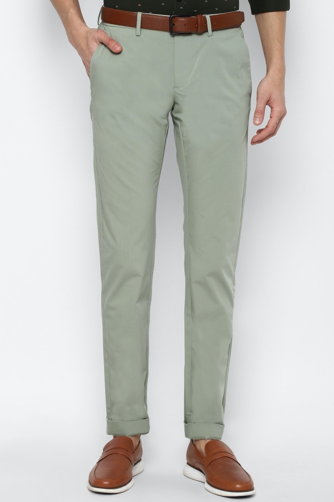Buy ALLEN SOLLY Olive Mens 4 Pocket Solid Trousers  Shoppers Stop