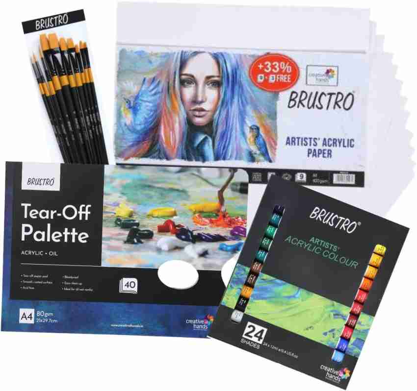 Brustro Artists Acrylic Paper 400 GSM A3 (Pack of 5 + 1 Sheets), Acid Free,  Ideal for Acrylic Painting. Also Suitable for Oil & Tempera